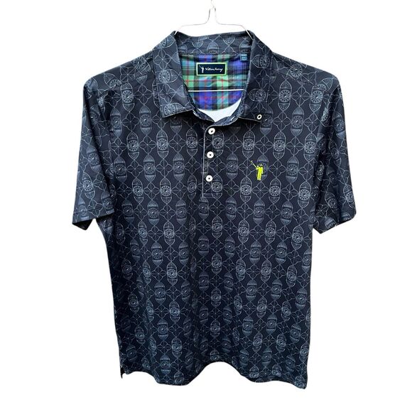 William Murray Mens Golf Polo Shirt Medium Navy Geometric Pattern Golfer - Picture 1 of 11